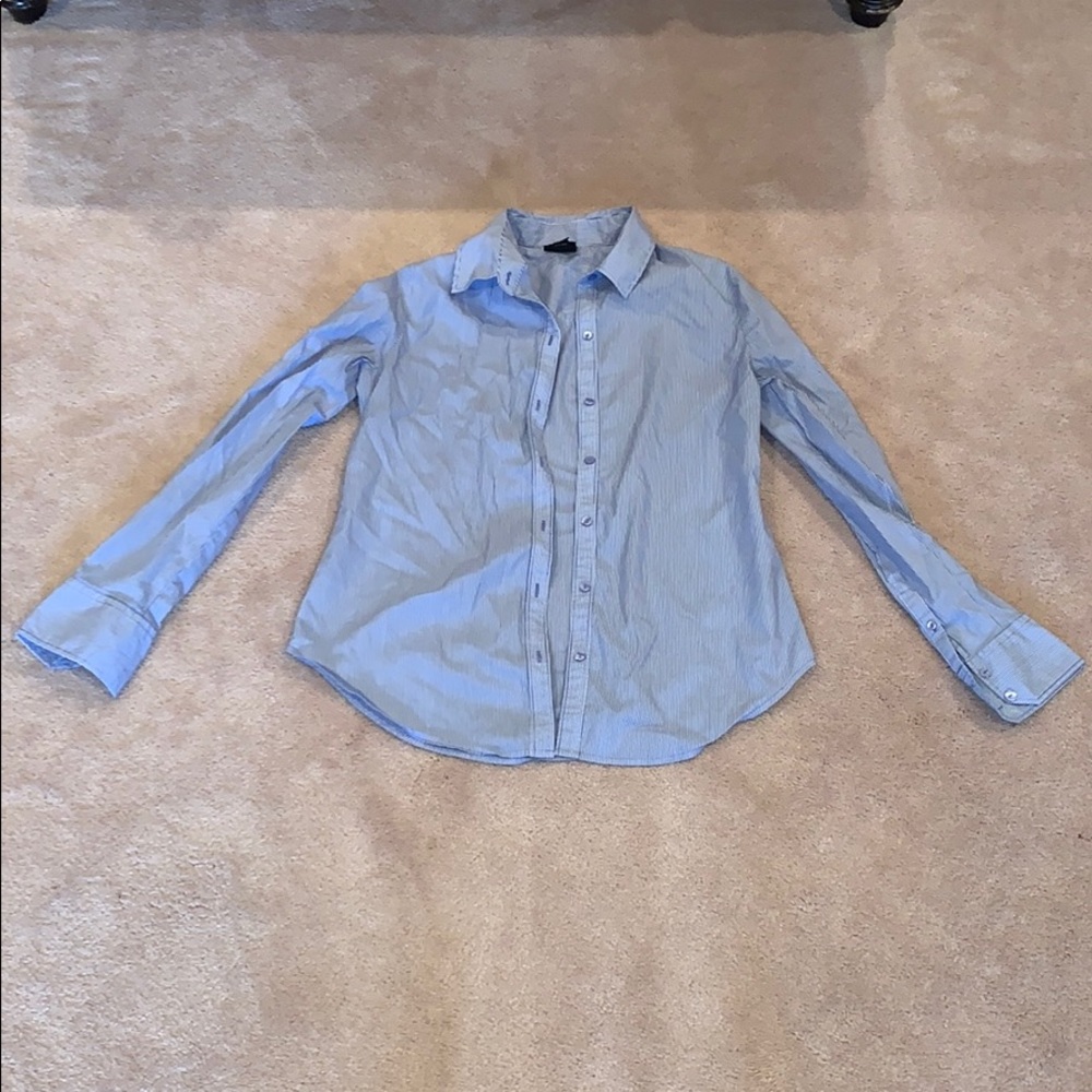 Blue & White Striped Button Down Collared Shirt